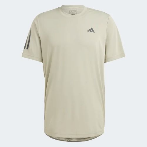 Men's adidas 3-stripe tee in beige.