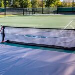 setting up portable pickleball net