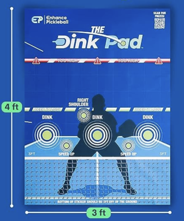 Pickleball practice wall tool complete with targets and a pickleball player outline.
